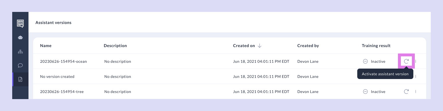 Activate Assistant Version