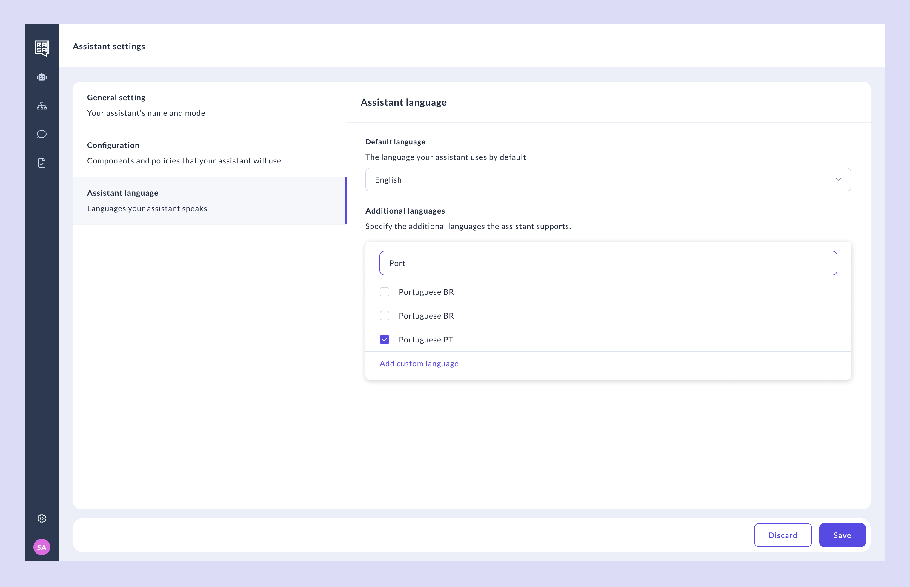 Configure additional languages in Studio