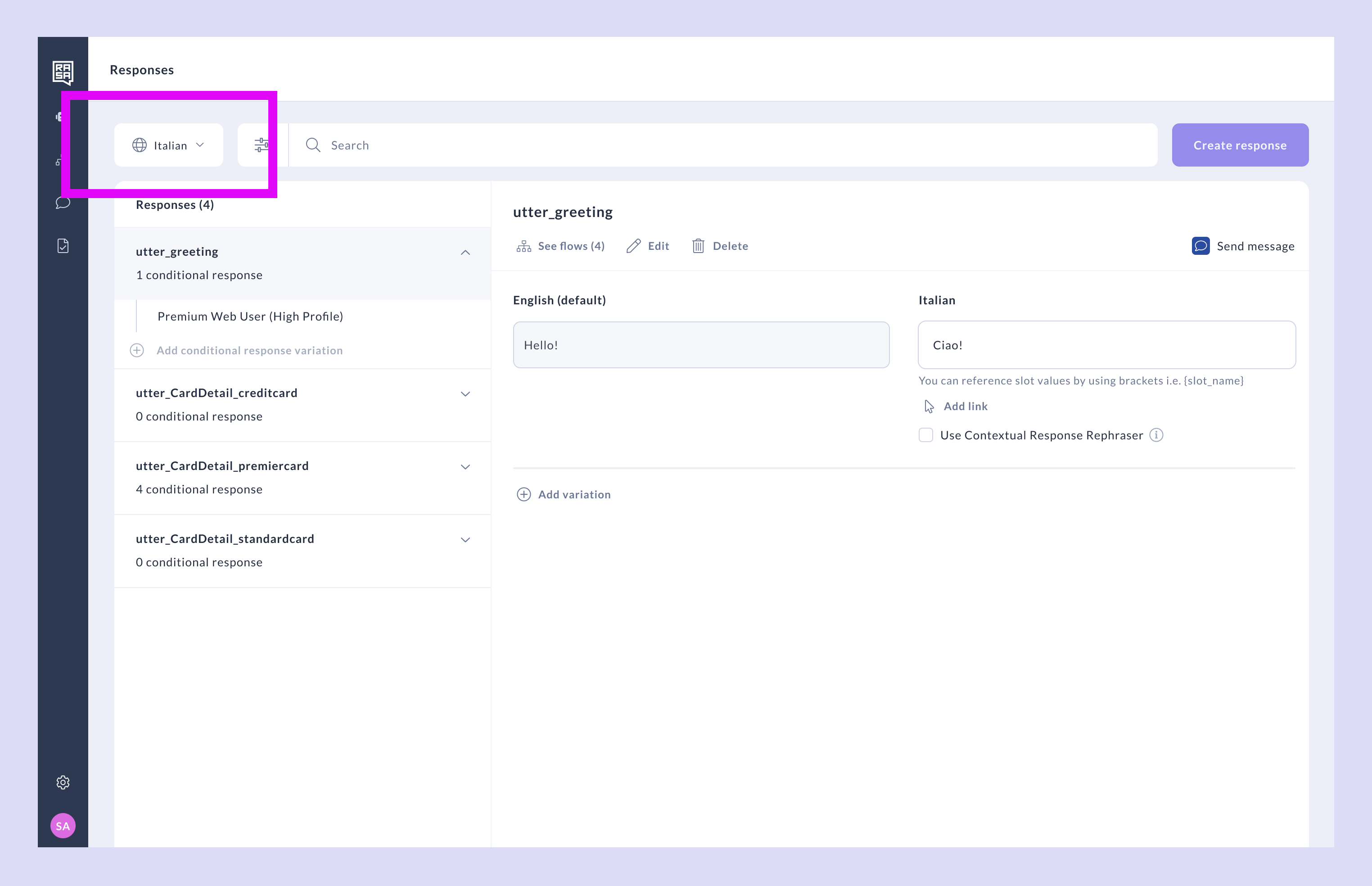 Assistant Settings Page