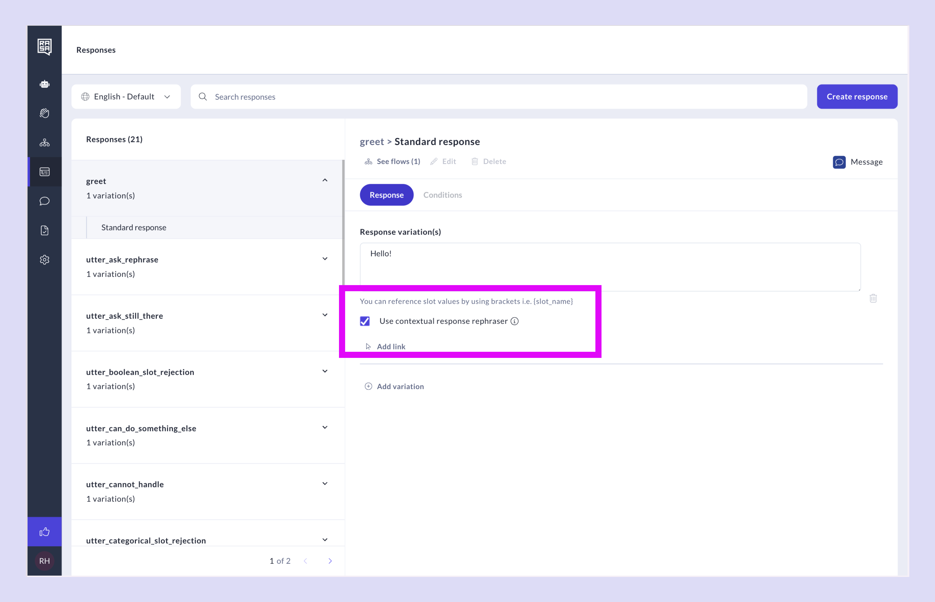 Assistant Settings Page